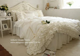 elvesmall Luxury Ruffle duvet cover queen pure cotton bedding king duvet cover lace bed princess quilt cover duvet set bag in a bed