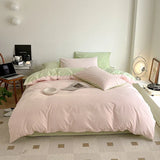 elvesmall  Simple Fresh Queen Bedding Set 100% Cotton Soft Comfortable Duvet Cover Set with Sheets Quilt Cover and Pillow Covers Bed Sets