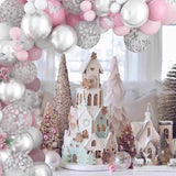 elvesmall 98pcs Pink Silver Butterfly Balloon Garland Arch Kit Birthday Party Decoration Kids Wedding Decor Baby Shower Girl Latex Baloon