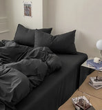 elvesmall Korean Fashion Bedding Set Simple Men's 3/4pcs Queen Bedding Set Black Duvet Cover Set Pink Comforter Bedding Sets