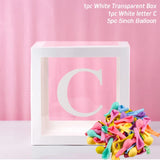 elvesmall Transparent Balloon Letter Box Baby Shower Decoration Birthday Wedding Custom Name Balloon Box 1st Birthday Party Decorations