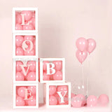 elvesmall Transparent Balloon Letter Box Baby Shower Decoration Birthday Wedding Custom Name Balloon Box 1st Birthday Party Decorations