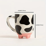 elvesmall  -  1pc 500ml 17oz Cute Cartoon Ceramic Cup Creative Cow Pattern and Footed Water Mug Cup Coffee Milk Cup Gifts for Friend Kids