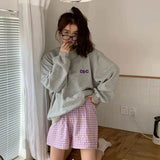 elvesmall Plaid Pajamas Pants for Women Sleep Shorts Bottoms Summer Sleepwear Korean Style Home Clothes Elastic Waist Room Sleeping Wear