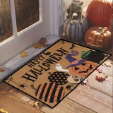 elvesmall Skull Happy Halloween Bathroom Mat Door Pumpkin Entrance Carpet for Kitchen Floor Living Room Rug Entrance Doormat Home Decor