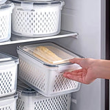 elvesmall Refrigerator Storage Box Fridge Organizer Fresh Vegetable Fruit Boxes Drain Basket Storage Containers Pantry Kitchen Organizer