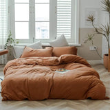 elvesmall  100% Knitted Cotton Comforter Cover Solid Color Duvet Cover Hotel Quality Luxury Bedding Set 1 Duvet Cover with 2 Pillowcases