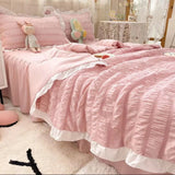 elvesmall Korean Style Princess Summer Quilt Cool Chiffon Seersucker Air-conditioned Quilt Bed sheet Summer Blanket Comforter Duvet