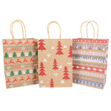 elvesmall 5Pcs Kraft Gift Bags with Handle Elk Snowflake Christmas Tree Merry Christmas Party Favors Packaging Bag Navidad New Year 2025