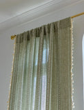elvesmall Boho Curtains for Bedroom Living Room,Semi-Blackout French Country Linen Embroidery Vintage Chic Tassels Hollow Bohemian Curtain