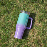 elvesmall  -  1pc 40oz Thermos Bottle Vaccuum Bottle Stainless Steel Cup Thermal Water Bottle with Handle Rainbow Thermal Mug Car Leakproof