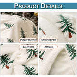 elvesmall Soft Faux Fur Blanket Reversible Fuzzy Long Hair Shaggy Blanket Fluffy Plush Fleece Christmas Tree Embroidered Throw Blanket