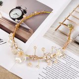 elvesmall Wedding Headdress Pearl Crystal Headband Bridal Hair Accessories Headpiece Women Handmade Tiara Wedding Hair ornaments Jewelry