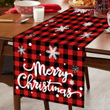 elvesmall Merry Christmas Red Black Grid Snowflake Table Runner Christmas Decoration For Home  Navidad Natal Xmas Tablecloth New Year
