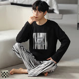 elvesmall  Men Pajamas Suit Pure Cotton Autumn Long Sleeves Breathable Plus-size Sleepwear Male Nightwear Set Spring Winter Gentlemen