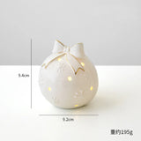 elvesmall Ceramic Christmas luminous snowman luminous car small desktop home ornament Christmas gift