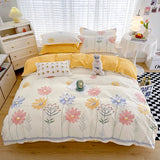 elvesmall Good Quality 100% Cotton Bedding Set: 1 Duvet Cover 2 Pillowcases 1 Sheet, Soft Breathable for Single or Couple Bed, 20 Sizes