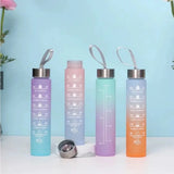 elvesmall  -  3pcs Set Gym Bottles with Time Graduated Space Water Cup High Capacity Portable Plastic Cups Outdoor Travel Water Bottle Set