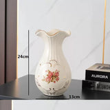 elvesmall Ceramic Vase 3D Stereoscopic Dried Flowers Arrangement Wobble Plate Living Room Entrance Ornaments Home Decorations