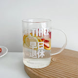 elvesmall  -  1000ml Glass Cups With Lid  And Straw Drinkware Cute Coffee Mugs Big Glasses For Drinks Water Tea  Korean Milk Juice Beer Cup