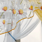 elvesmall  1PC Daisy Staggered Yellow Sheer Curtain for Living Room Kitchen Design Window Drape Study Custom Home Decoration #E