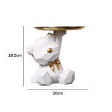 elvesmall  Bulldog Cool Sculpture Dog Ornament Butler Storage Box with Tray Nordic Table Decoration Resin Animal Sculpture Coin Piggy Bank