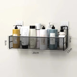 elvesmall Black Wall-Mounted Bathroom Shelf Shower Shampoo Rack Kitchen Condiment Storage Basket Toilet Soap Holder Bathroom Organizer