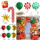 elvesmall Christmas Balloon Arch Set Candy Cane Aluminum Film Red Green White Father Christmas New Year Balloons Party Decoration Gifts