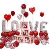 elvesmall 1Set Transparent Letter Balloon Box Letter Love Red Foil Balloons Happy Valentine’s Day Wedding Room Party Decorations