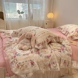 elvesmall Summer Quilt   2024 New  Cotton Korean Ins Lace Fragmented Series  Air Condition Quilt High Quality Summer Blanket set