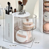 elvesmall Rotating Powder Puff Storage Box Dust-proof Desktop Beauty Egg Air Cushion Rack Multi-layer Lipstick Makeup Brush Storage Rack