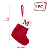 elvesmall Christmas Socks Knitting Snowflake Letter Stocking Christmas Decoration For Home 2024 Xmas Tree Ornament Gift Navidad Natal 2024