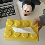 elvesmall Creative Building Blocks Tissue Box Desktop Living Room Bathroom Cute Decoration Wall-mounted Waterproof Face Towel Storage Box
