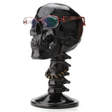 elvesmall  Resin Back Skull Decoration Helmet Glasses Bracket Black Skull with Spine Table Decoration Figurines & Miniatures Crafts
