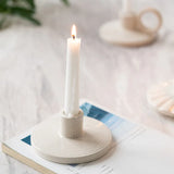 elvesmall Ceramic Candle Holder for Pillar Taper Candle White Pottery Candlestick Wedding Decoration Table Decorative Candle Holder