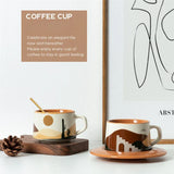 elvesmall  -  Korean Style Vintage Ceramic Coffee Cup and Saucer Set, Heat Resistant with Spoon, Household Breakfast Milk Mug