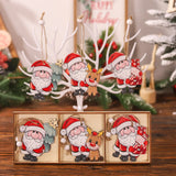 elvesmall 9pcs Wooden Santa Claus Pendant Merry Christmas Decorations for Home Navidad Elk snowman Ornaments Xmas Tree Decor Noel New year