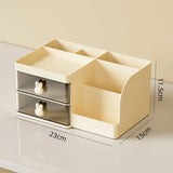 elvesmall Desktop Transparent Cosmetics Storage Box Desktop Organizer with Drawers Pen Holder Stationary Storage Rack for Office Desks