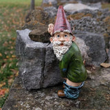elvesmall Creative Urinating Gnome Statue Resin Crafts White Bearded Old Man Dwarf Sculpture Christmas Garden Courtyard Decoration