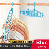 elvesmall Rotating Folding Clothes Hanger Closet Organizer Multi-port Clothing Drying Rack Foldable Plastic Scarf 11-hole Storage Hangers