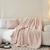 elvesmall  Luxury faux fur winter blanket room decor 3D rose Home bed linen plush sofa blankets Microfiber bedding Plaid quilt Duvet cover