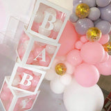 elvesmall 27/25cm Custom Transparent Letter Box A-Z Baby Shower Girl 1st Birthday Party Decoration Kids Wedding Birthday Balloon DIY Box