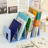 elvesmall Desktop Four Grid Bookshelf For Student Book Storage, Bookshelf For Office Documents File Bag For Books Stationery Storage