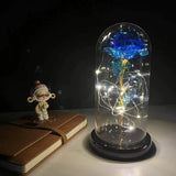 elvesmall  LED Enchanted Galaxy Rose Eternal 24K Gold Foil Flower With Fairy String Lights In Dome For Christmas Valentine's Day Gift