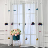 elvesmall  Cartoon Embroidery Car Curtain for Boys Kids Bedroom Sheer Voile Drape Window Treatment Home Decoration Custom