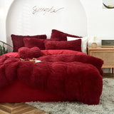 elvesmall  Winter super warm bedding set solid color plush bed sheet duvet cover camel velvet duvet double pillowcase 4-piece Dropshipping