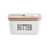 elvesmall Butter Container Ceramic Box Restaurant Sealed Storage Box Cheese Boxwith Knife Butter Slicer Butter Dish Tableware