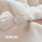 elvesmall Winter Thickened Plush Warm Duvet Cover Set Solid Color Luxury High Quality Quilt Cover Sheet Pillowcase 4pcs Queen Bedding Set