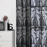 elvesmall 1PC Luxury Black Sheer Curtain for Living Room Voile Drape Kitchen Window Door Study Balcony Grommet Ring
