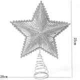 elvesmall 25cm Red Glitter Christmas Tree Topper Iron Star Christmas Decor For Home Xmas Tree Ornaments Navidad New Year 2025 Natal Noel